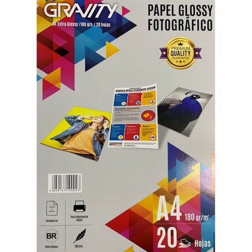 PAPEL FOTOGRAFICO A4 GRAVITY-SPARROW 180GR X 20 HOJAS