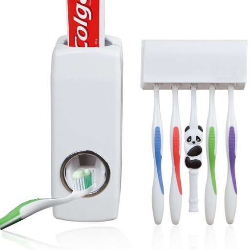 DISPENSADOR DE PASTA DENTAL AUTOMATICO Y PORTA ORGANIZADOR DE CEPILLOS DE DIENTE