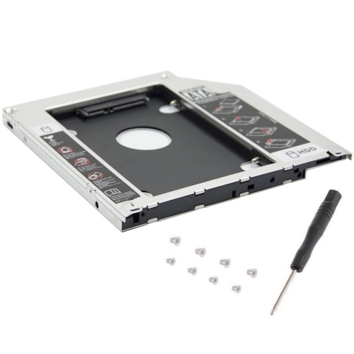 CADDY BAHIA CD DVD SEGUNDO HDD O SSD SATA NOTEBOOK LAPTOP 9.5MM SIN TAPA