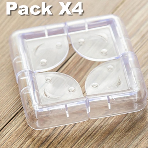 PACK X4 PROTECTORES DE ESQUINAS DE MESA MUEBLES PUNTAS SILICONA TRANSPARENTE FORMA DE L ESQUINEROS