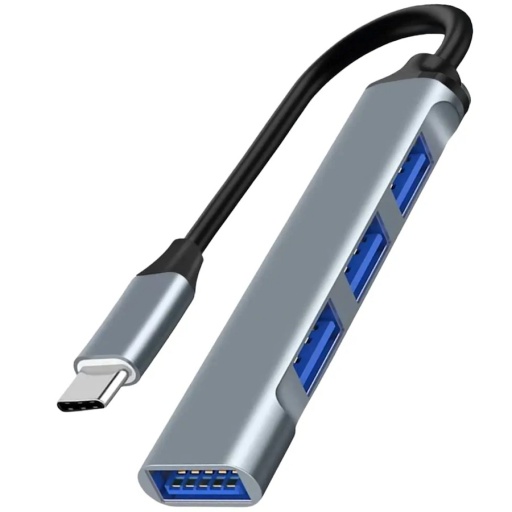 MINI HUB USB TIPO C A 4 PUERTOS USB 3.0 TYPE A CON CABLE ALTA VELOCIDAD