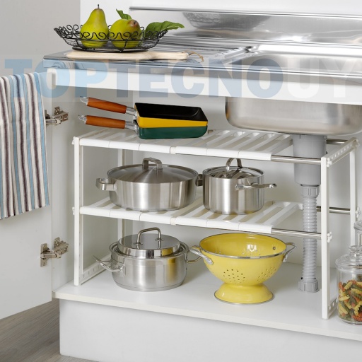 ESTANTE ORGANIZADOR BAJO FREGADERO COCINA SOBRE MESADA 2 NIVELES REGULABLE  AJUSTABLE HOGAR Cocina y