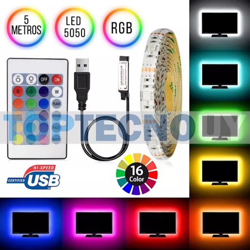 Hually Tiras LED 3M, Impermeable Tira LED USB con Control Remoto,  Sincronizar con música,5050 RGB