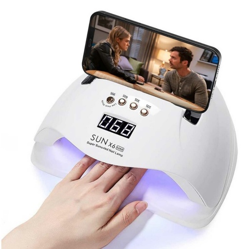 LAMPARA UV LED SECADOR ESMALTE DE UAS EN GEL 220W PROFESIONAL SOPORTE CELULAR PREMIUM SUN X6 MAX