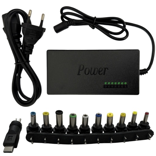 CARGADOR UNIVERSAL 96W COMPATIBLE PARA NOTEBOOK LAPTOP MULTIPLES 11 PUNTAS USB-C TIPO C HP CEIBAL