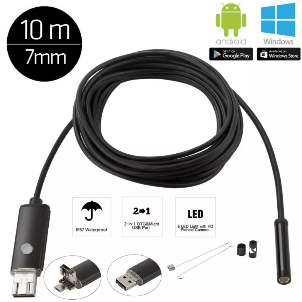 Cámara endoscópica Android 3 en 1 de 7MM para USB/Micro USB/tipo-c HD480P  5MM IP67 – Herramientas para tu taller