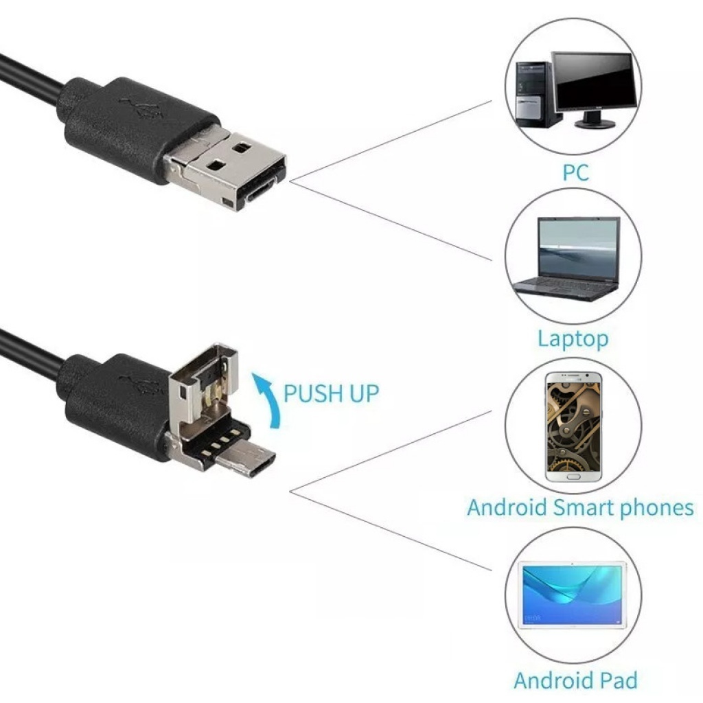 Tecnomac - Endoscopio SmartCam para Android y PC con LED BTN-055 Camara  Endoscopica SmartCam Largo: 5 Mtrs Diámetro: 5mm Conexión: USB - Micro usb  Camara HD Luz Led Gran Calidad de visión