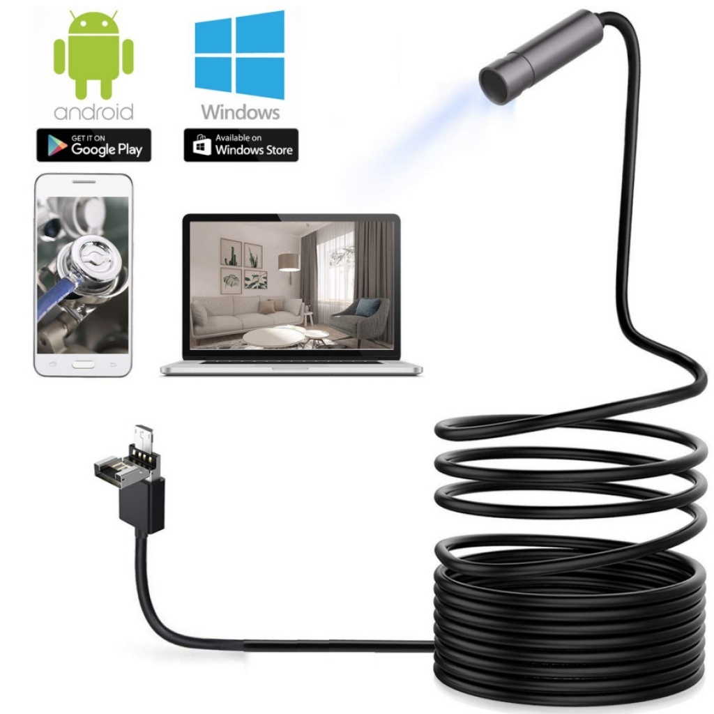Tecnomac - Endoscopio SmartCam para Android y PC con LED BTN-055 Camara  Endoscopica SmartCam Largo: 5 Mtrs Diámetro: 5mm Conexión: USB - Micro usb  Camara HD Luz Led Gran Calidad de visión