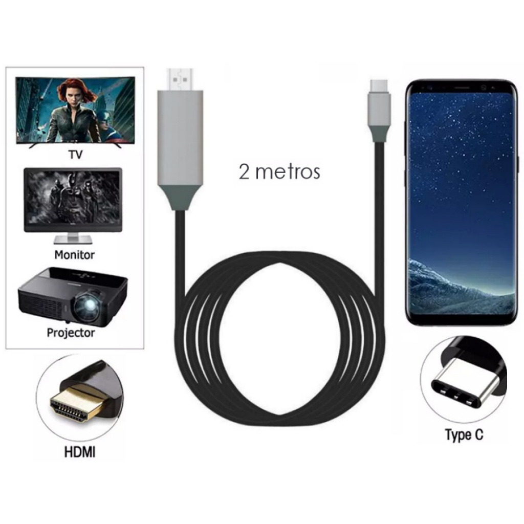 limpiador Generalmente oscuro CABLE USB C O TIPO C A HDMI 2M CELULARES SAMSUNG S8 S9 NOTE 8 AUDIO Y VIDEO
