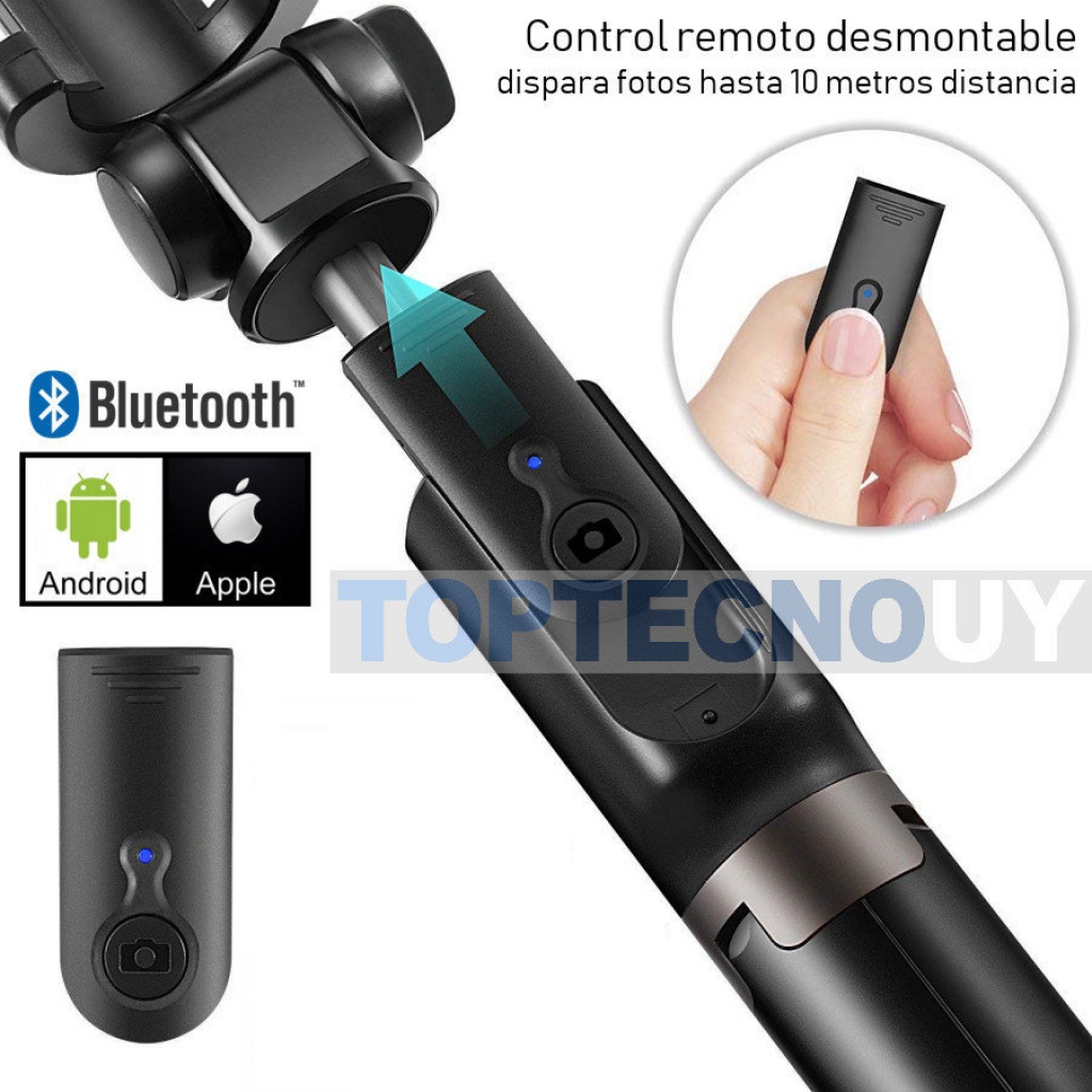 XT02-palo de Selfie giratorio integrado con Bluetooth para