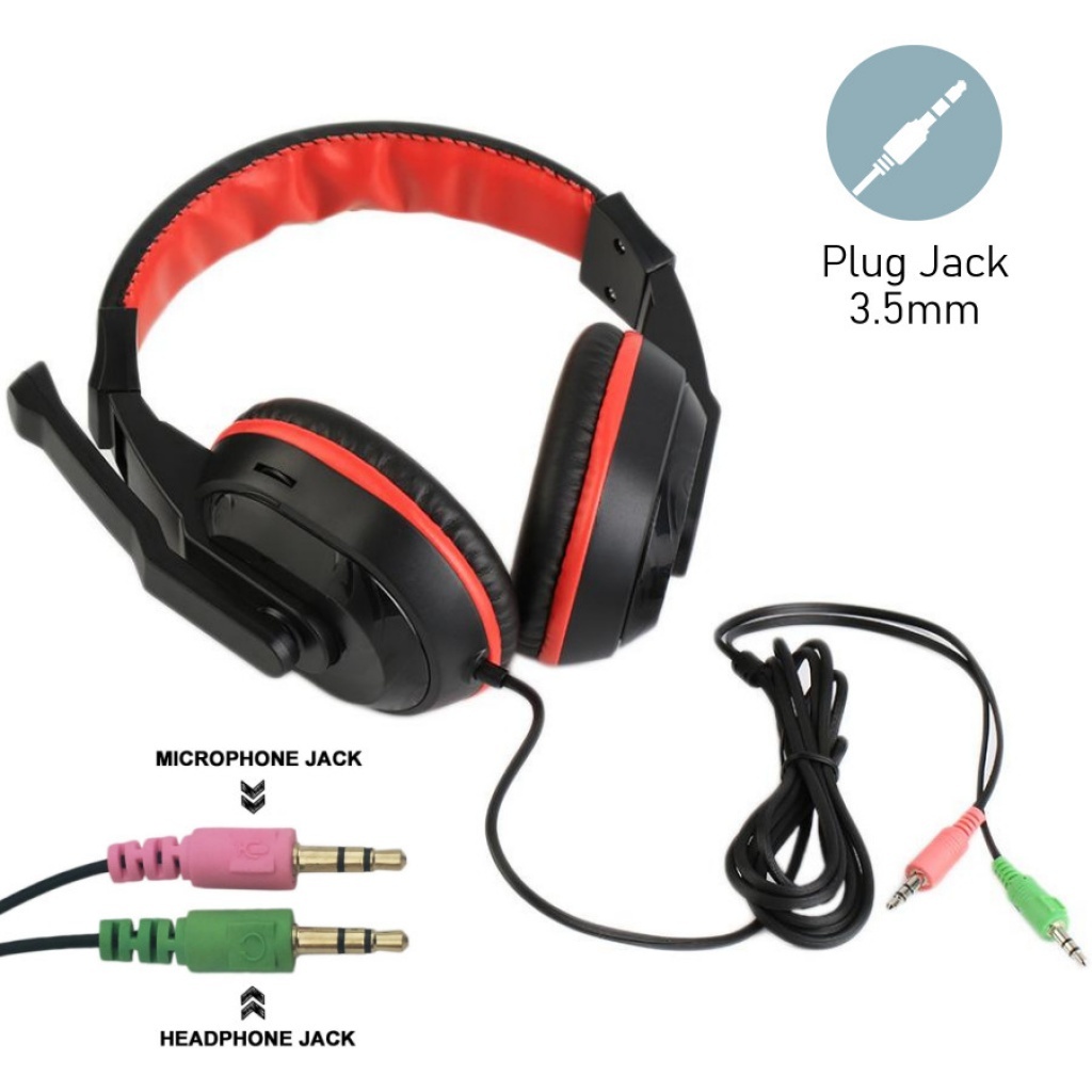 AURICULARES GAMER PC VINCHA DOBLE PLUG JACK 3.5MM CON MICROFONO A3 GAMERS  Auriculares