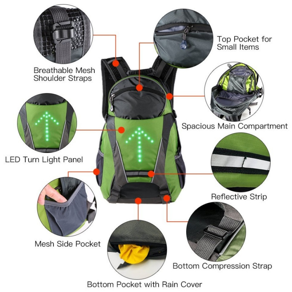 Mochila con luz para bicicleta clearance