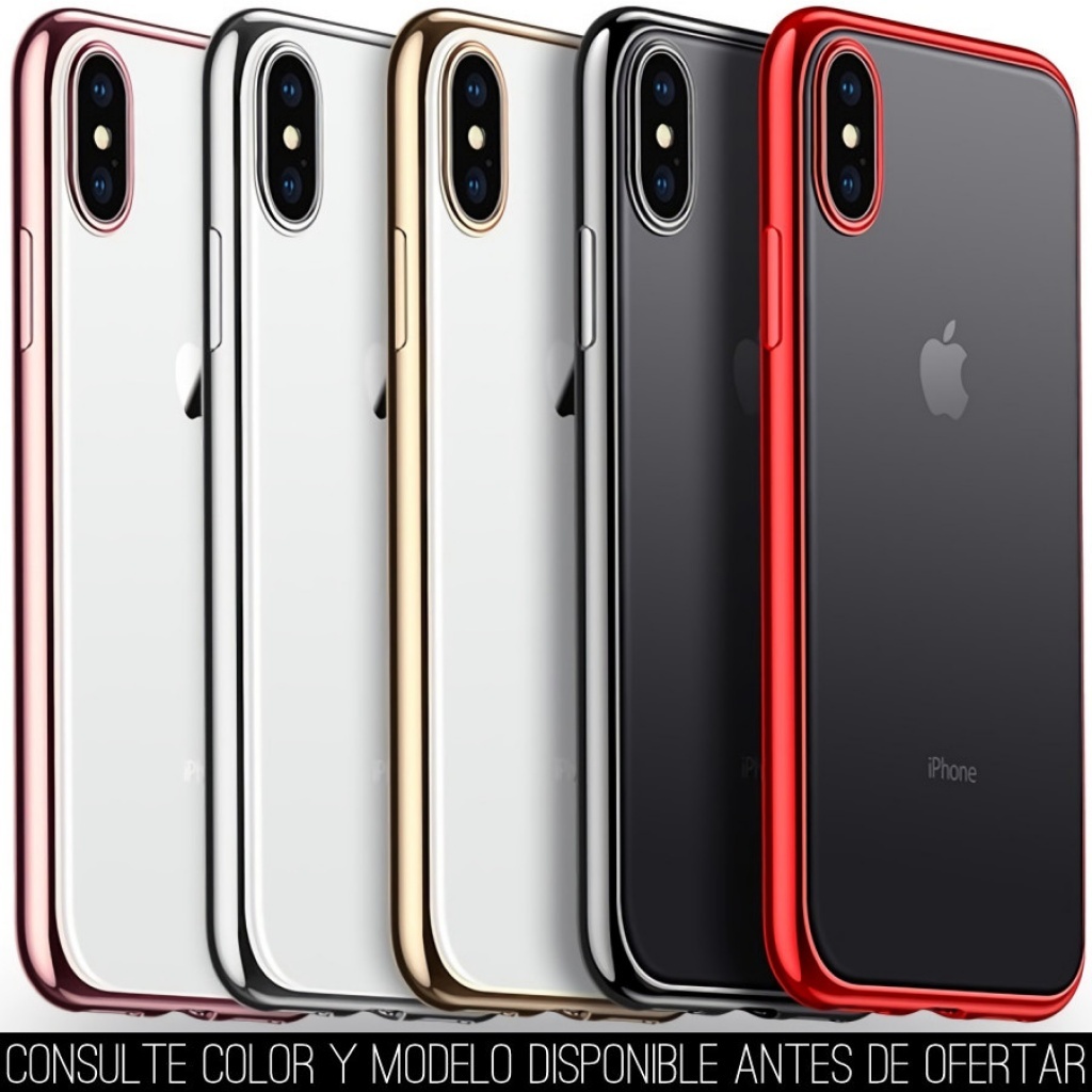 kwmobile Funda para Apple iPhone XR Carcasa de TPU Transparente con Bordes Metalizados en Rojo/Transparente Mate 