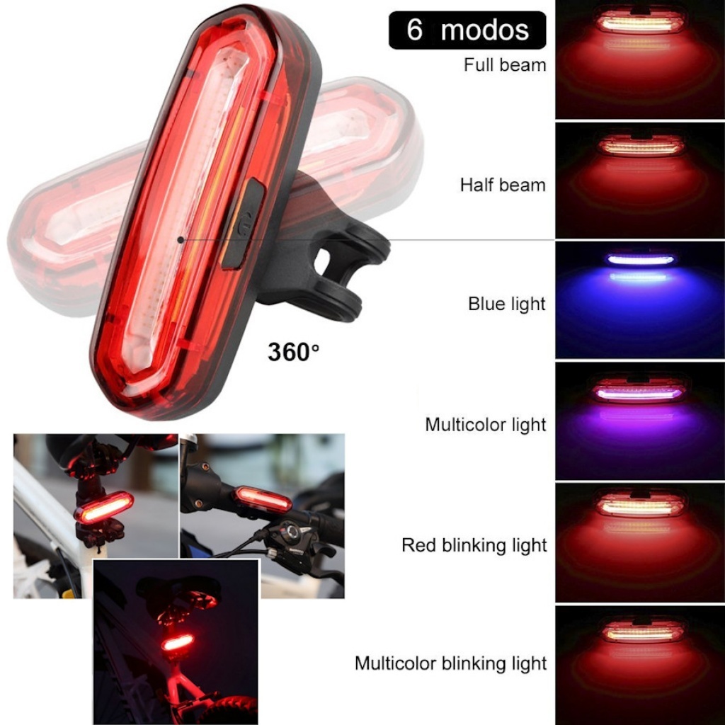 LUZ LED PARA BICICLETA DELANTERA TRASERA RECARGABLE USB MOTOS Y BICICLETAS