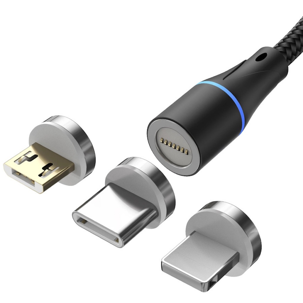 Cable de carga rápida magnético 3 en 1 Micro USB tipo C para Android iPhone