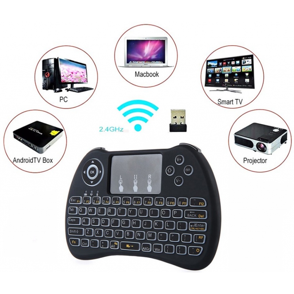 Inspeccionar tarjeta Montgomery MINI TECLADO INALAMBRICO TOUCHPAD MOUSE SMART TV BOX PC Y NOTEBOOKS