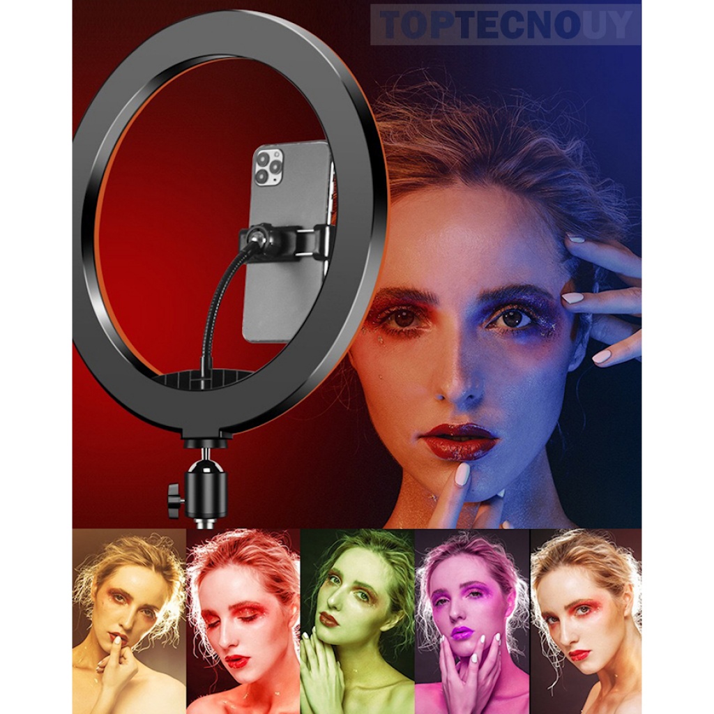 Aro Luz RGB Led MJ26 Celular 26cm Selfie Tiktok Soporte 160cm Video  GENERICO