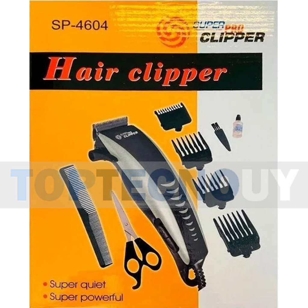 MAQUINA CORTA PELO SUPER PRO HAIR CLIPPER 220V CUCHILLAS ACERO + ACC  CORTAPELO MODELO SP-4604 HOGAR
