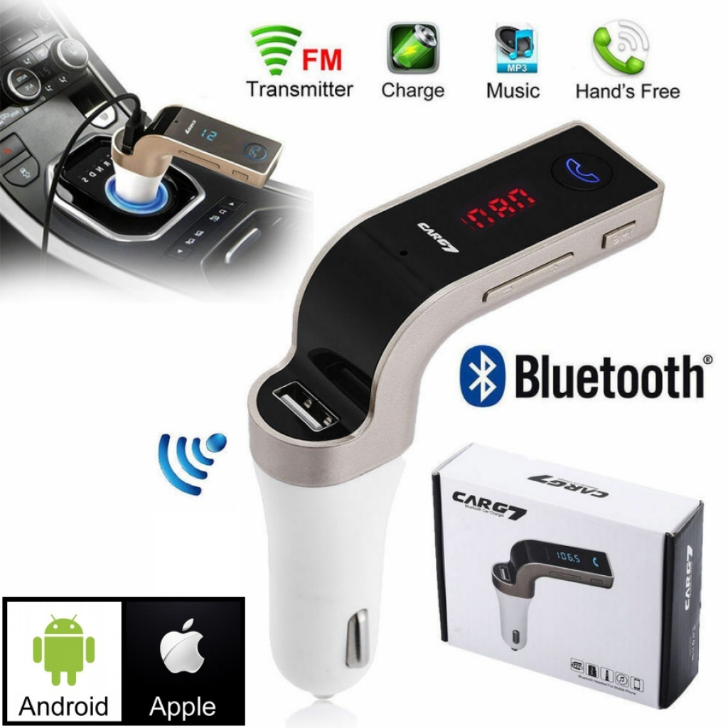 Cargador de coche carro con transmisor FM y Bluetooth para Telefonos Smart  Phone