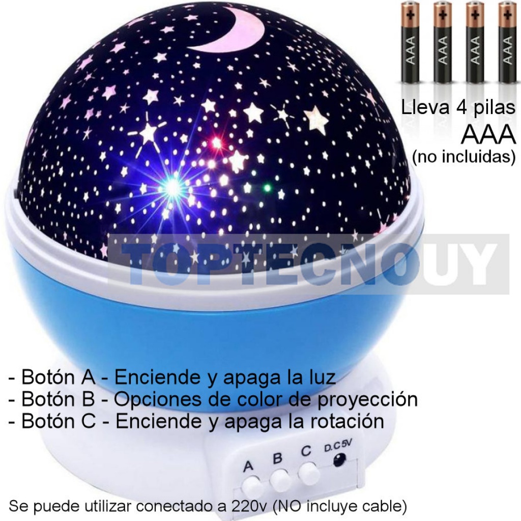 LAMPARA VELADORA ESFERA GIRATORIA PROYECTOR DE ESTRELLAS Y LUNA LUZ LED  HOGAR