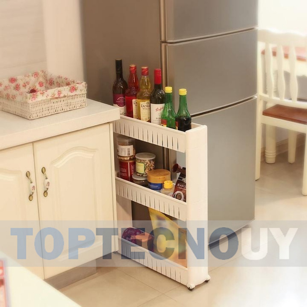 Organizador de productos deslizante con ruedas 3 estantes para cocina y/o  baño