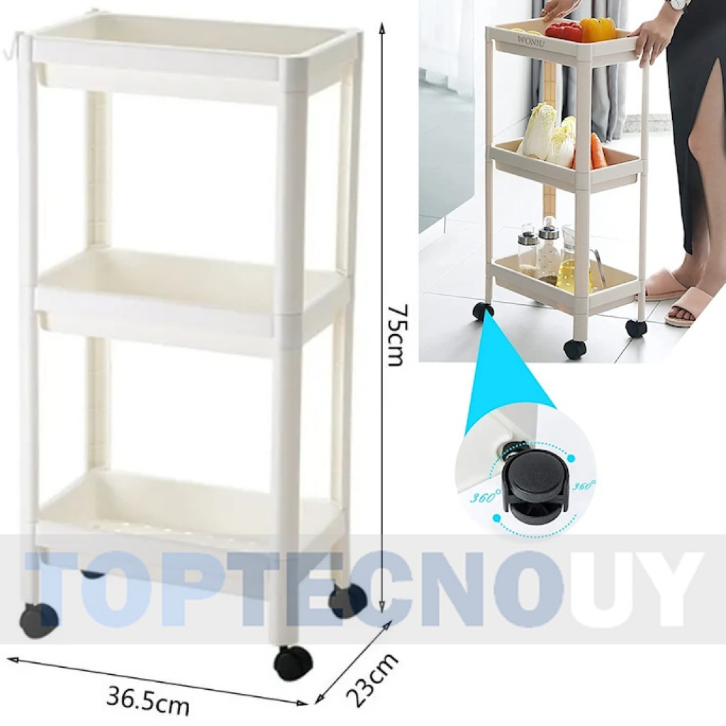 Carrito Organizador Estantes Cocina Baño Almacena Con Rueda