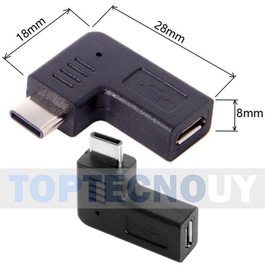 ADAPTADOR USB-C A MICRO-USB TIPO C USB EN ANGULO DE 90 GRADOS CELULARES