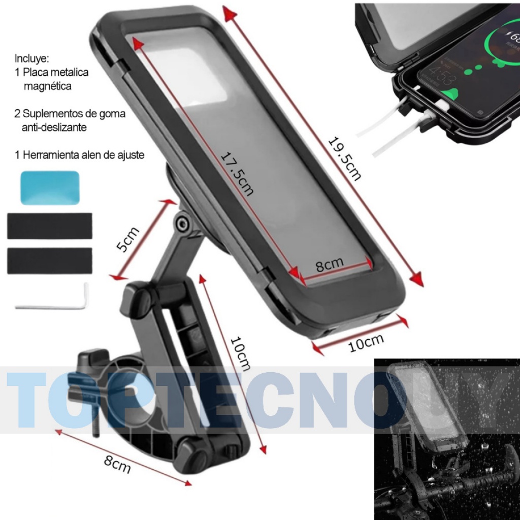 Soporte de teléfonos Móviles para Bicicletas y motos, con gomas.