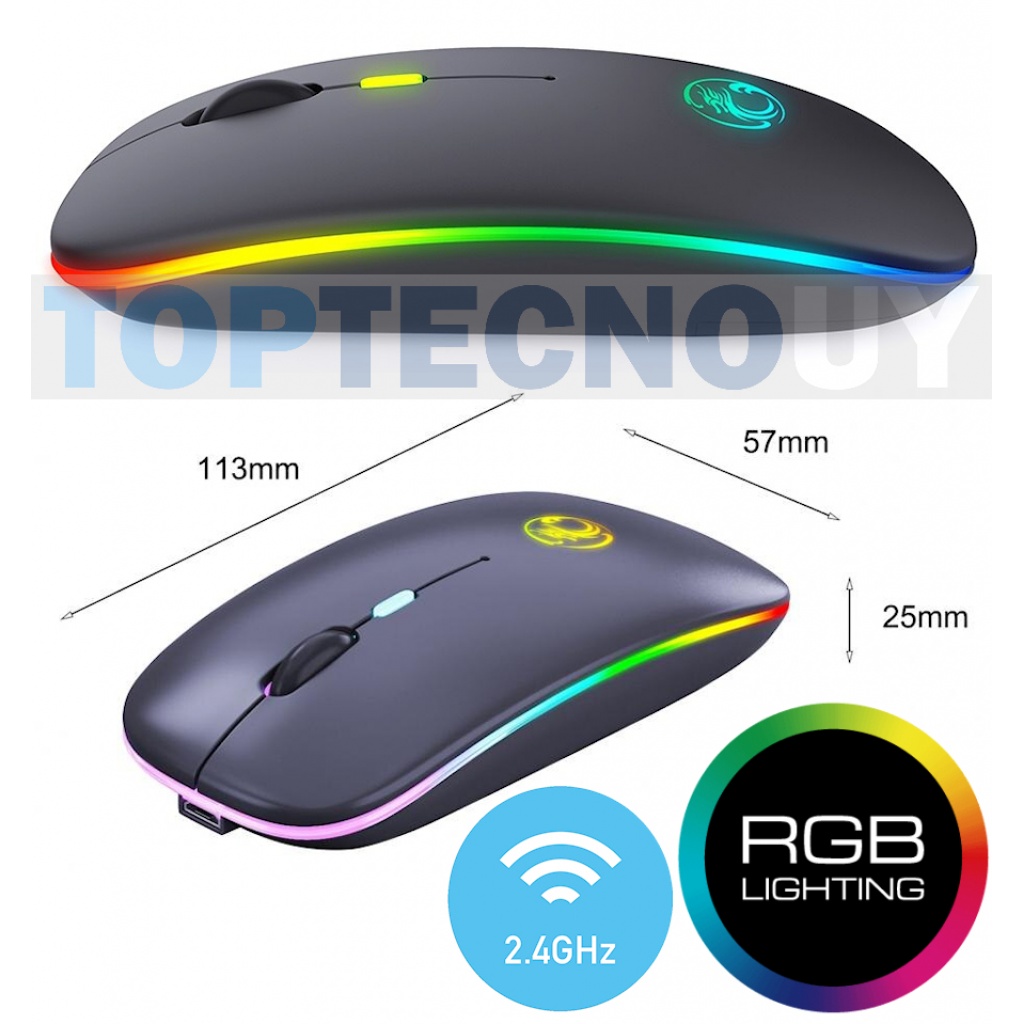 Mouse Inalambrico Ultra Fino Slim Bluetooth Rgb Recargable — Una Ganga