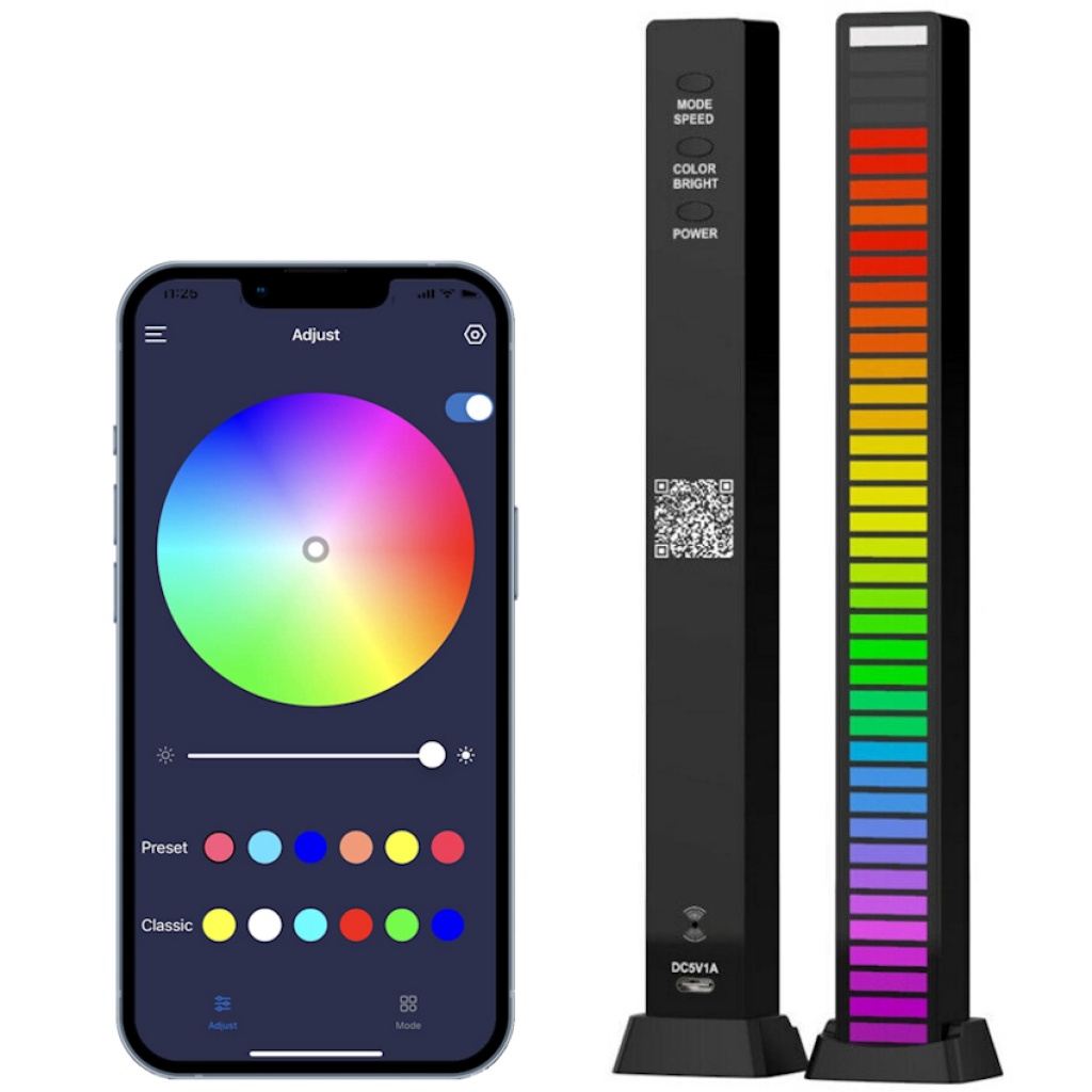 Barra Led RGB Rítmica Sonido Recargable Aplicación Smartphone