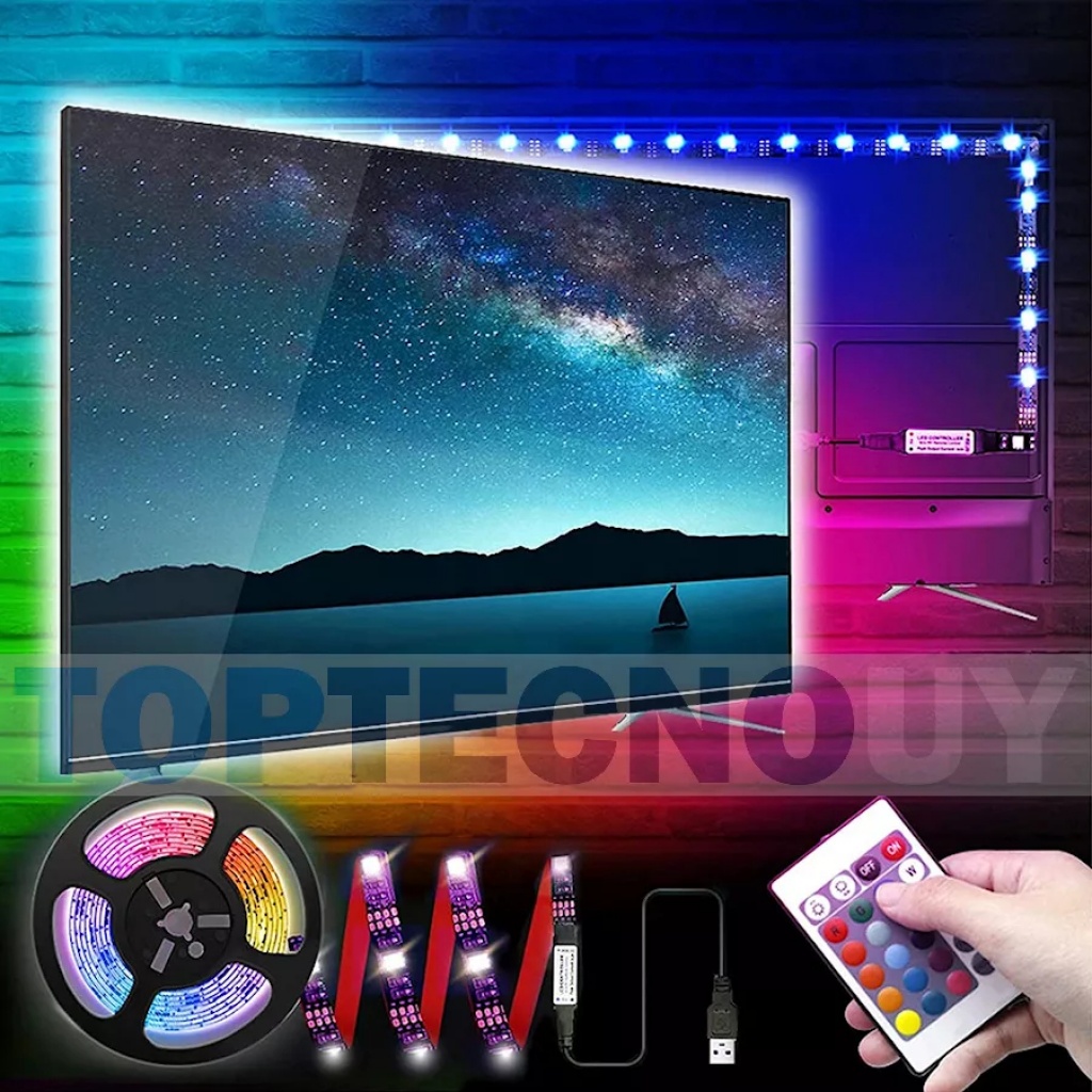 ROLLO CINTA LUCES LED TIRA RGB 5050 5M USB 5 METROS CON CONTROL REMOTO  HOGAR Iluminación