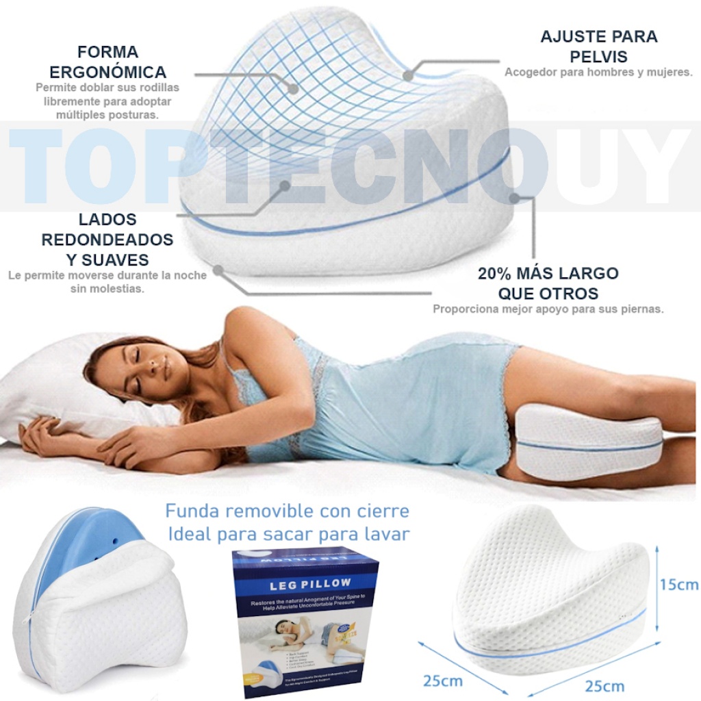 Almohada ergonómica de espuma viscoelástica para rodillas y piernas,  almohada ortopédica para dormir de lado, cojín espaciador para alineación  de la