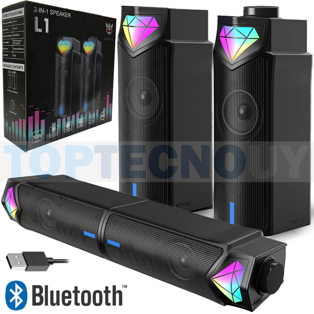 Parlante Barra De Sonido Bluetooth Luces Rgb Estéreo Usb