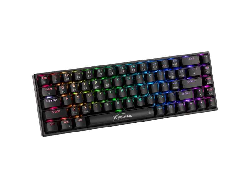 TECLADO MECANICO INALAMBRICO GAMER COMPACTO 68 TECLAS GAMING XTRIKE ME GK-993W LUCES LED RGB COLORES