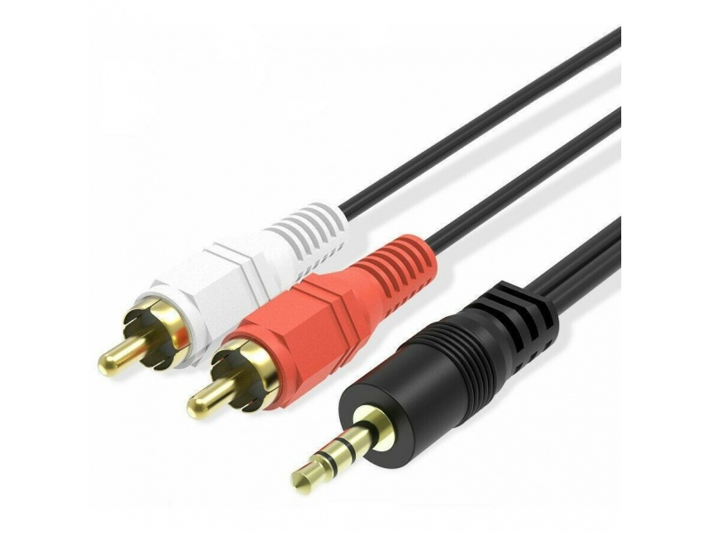 CABLE AUDIO PLUG SPICA JACK 3.5MM A 2 RCA MACHO 1.5 MTS METROS