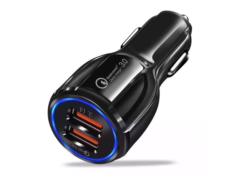 CARGADOR RAPIDO PARA AUTO DOBLE USB 2 FAST CHARGER QC 3.0