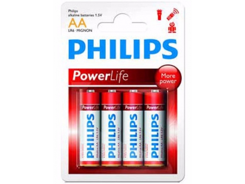 PILAS ALCALINAS PHILIPS BLISTER PACK X4 AA 1.5V ROJAS