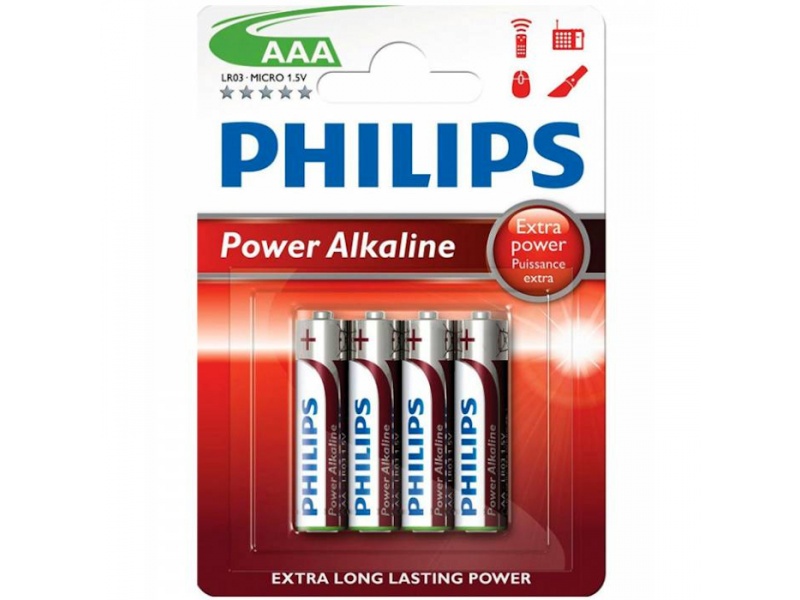 PILAS ALCALINAS PHILIPS BLISTER PACK X4 AAA 1.5V ROJAS