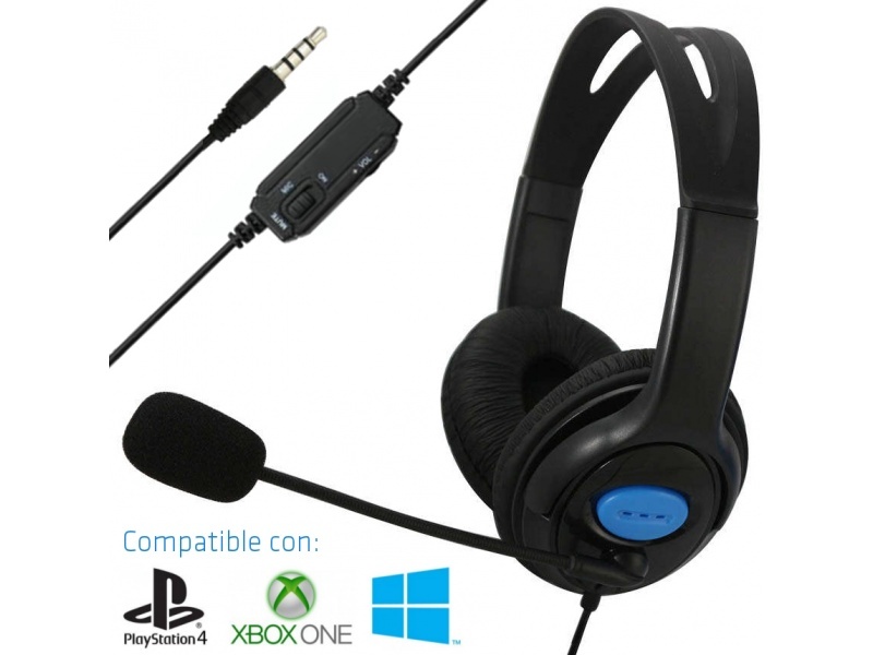 AURICULARES CON MICROFONO PS4 XBOX ONE PC NOTEBOOK CELULAR GAMER