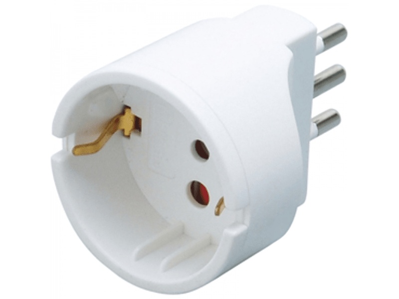 ADAPTADOR DE CORRIENTE FICHA DE 3 EN LINEA MACHO A  SCHUKO HEMBRA