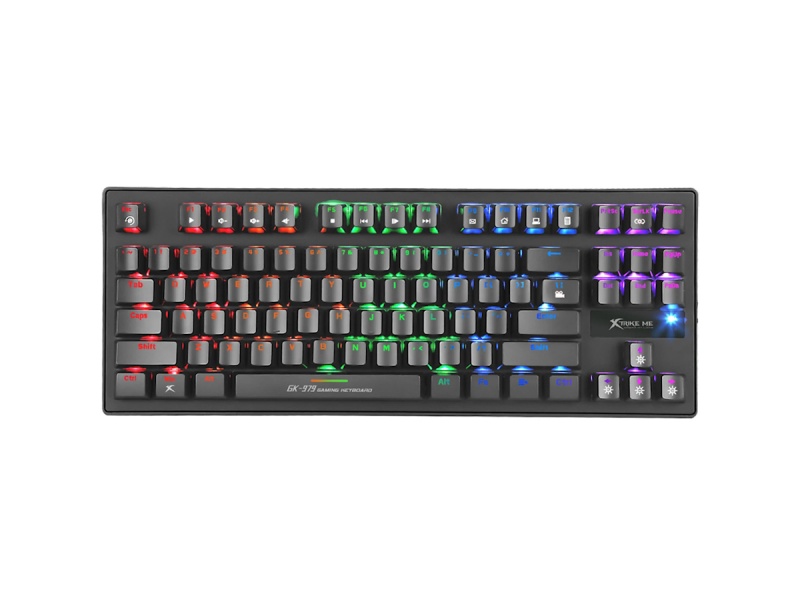 TECLADO MECANICO GAMER COMPACTO 87 TECLAS GAMING XTRIKE ME GK-979 LUCES LED RGB COLORES
