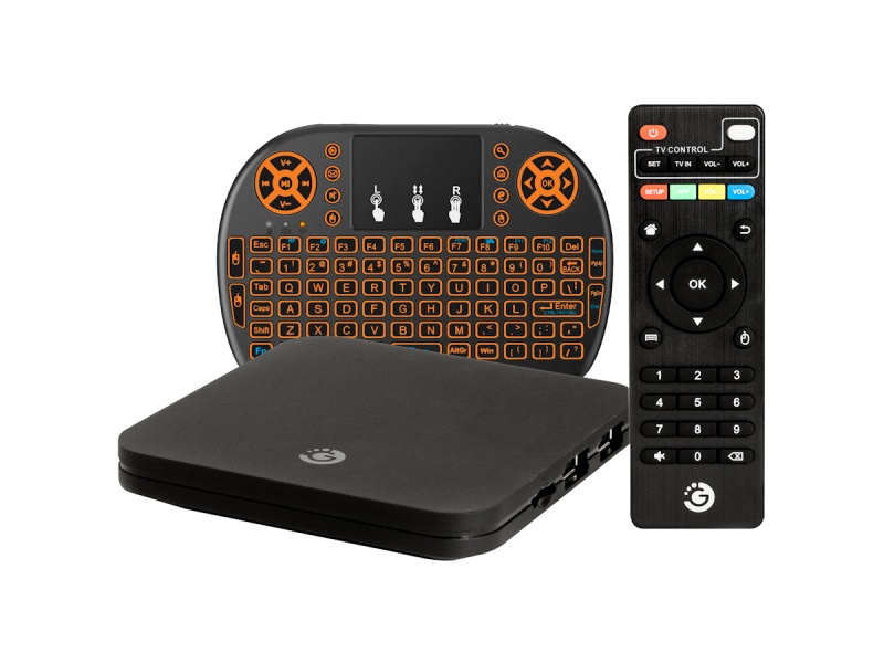 COMBO TV BOX GBOX 16GB LITE 4K UHD TECLADO INALAMBRICO GOLDTECH