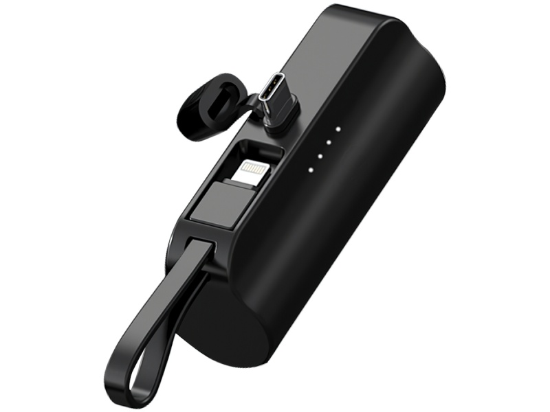CARGADOR PORTATIL POWER BANK 5000 MAH CONECTOR TIPO C USB-C + CABLE LIGHTNING IPHONE
