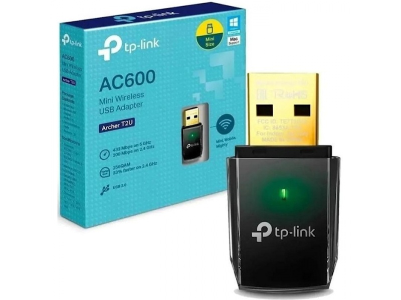 ADAPTADOR INALAMBRICO USB WIFI AC600 433MBPS TP-LINK WI-FI ARCHER T2U MINI
