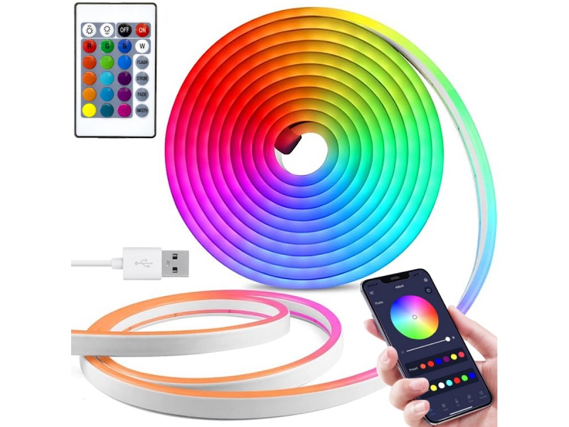 ROLLO CINTA LUZ LED TIPO NEON RGB MANGUERA LUCES EN TIRA FLEXIBLE 3 METROS DECORACION