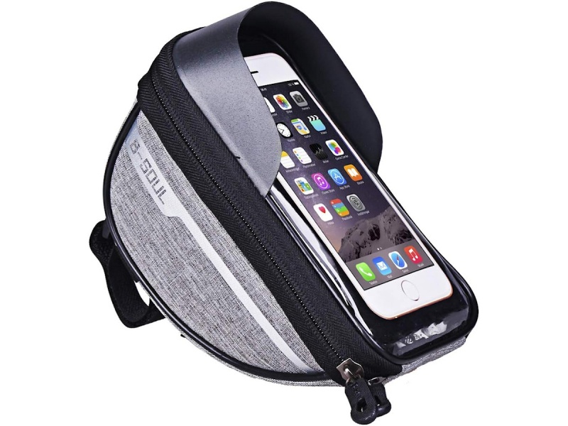 BOLSO PARA BICICLETA SOBRE MANILLA DE 3 AGARRES IMPERMEABLE IDEAL PARA CELULAR A LA VISTA B-SOUL