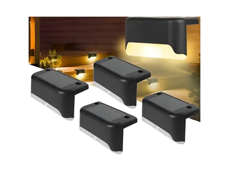 PACK X4 LAMPARA LUZ RECARGABLE SOLAR EXTERIOR IMPERMEABLE ESCALERAS JARDINES PATIO CERCA PARED