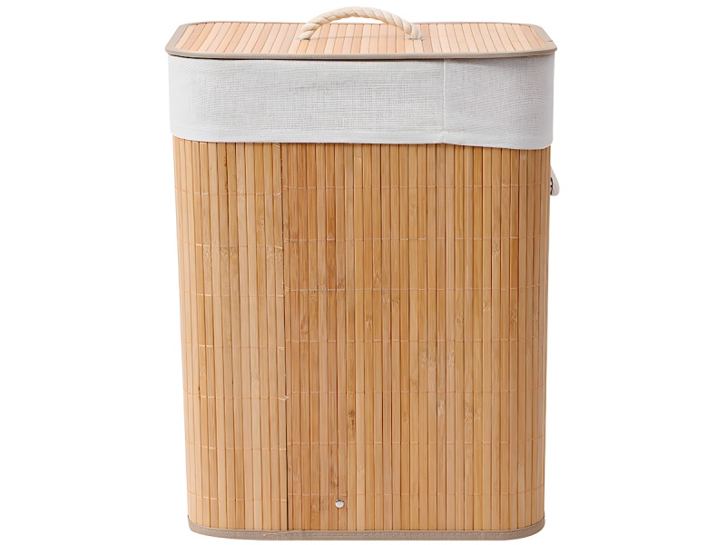 CESTO O CANASTO PARA ROPA SUCIA RECTANGULAR EN BAMBU CON TAPA