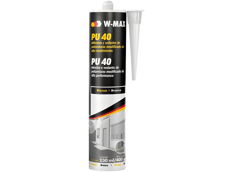 SELLADOR PU40 DE ALTA RESISTENCIA, POLIURETANO ADHESIVO PU 40 W-MAX 400G PARA CONSTRUCCIN - BLANCO