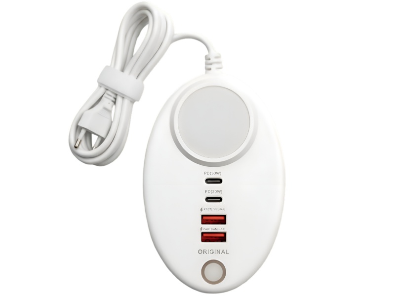 CARGADOR ZAPATILLA 4 USB 2 TIPO A Y 2 USB-C TIPO C PD 50W CELULARES Y TABLETAS LUZ LED 220V K-03